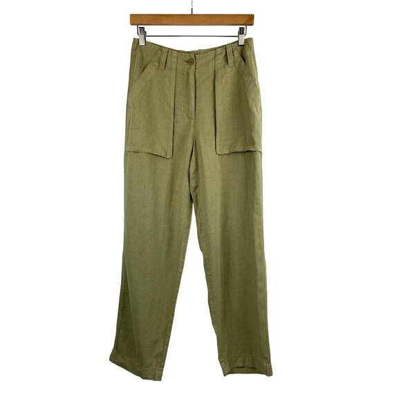 J.Crew Womens Linen Blend Utility Pants Size 2 Khaki Green New With Tags - Picture 1 of 5